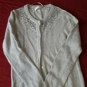Zara angora cardigan with embellishment on necklin